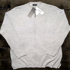 Mens Crew Slub Sweater L Truth Republic Cotton Wool Oversize Bouclé Popcorn Knit